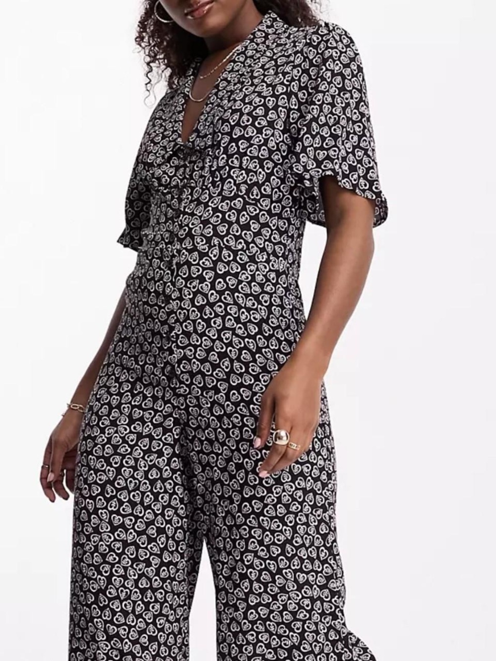 Nobody’s Child 12 Black Pink Daisy Flutter Sleeve Jumpsuit